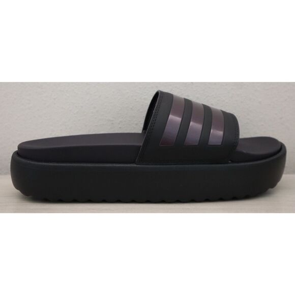 Adidas JI4745 Women Sz 11B Black/Aurora Metallic Adilette Platform Slide Sandals - Picture 8 of 12